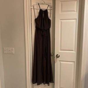 Amsale grey chiffon gown